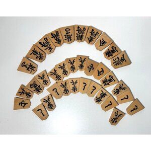 Shogi Japanese Board game Wooden Koma Pieces Mixed Lot No Game board 34 pcs